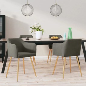 vidaXL Cadeiras de jantar 4 pcs veludo cinzento-escuro