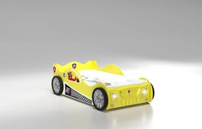Cama para criança, Carro de Corrida Monza Pequena Com Luzes LED, Oferta colchão e estrado 171x97x49 cm Amarela