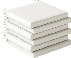 Outsunny Conjunto de Almofadas para Cadeiras de Jantar 46x42x7 cm 6 Peças com Capa Lavável e Laços Impermeável e Anti-UV Creme | Aosom Portugal