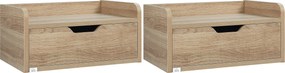 Conjunto de 2 Mesas de Cabeceira de Parede Mesas de Cabeceira Flutuantes com 1 Gaveta 40x30x19,5 cm Madeira