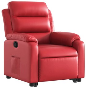 Poltrona reclinável elevatória couro artificial vermelho