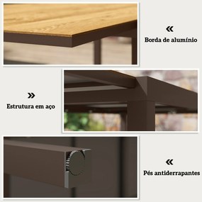 Mesa de Jantar jardim Extensível de 160-240 cm para 6-8 Pessoas (CADEIRAS NÃO INCLUIDAS) Mesa de Jardim Retangular para Terraço Castanho