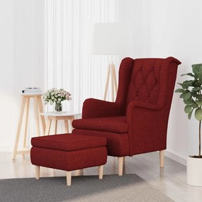 vidaXL Poltrona com banco tecido vermelho tinto