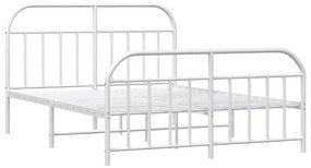 Estrutura de cama com cabeceira e pés 135x190 cm metal branco