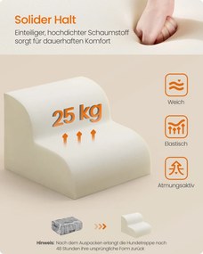 Escada para cães 40 x 40 x 30 cm com revestimento antiderrapante cinza ardósia