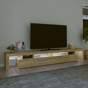 Móvel de TV com luzes LED 260x36,5x40 cm carvalho sonoma