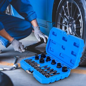 Conjunto de 16 peças de chaves de impacto para travões Kit de ferramentas de ajuste de travões com chave de 1/2”. Azul