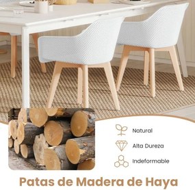 Conjunto de 2 cadeiras de jantar modernas (MESA NÃO INCLUIDA) em plástico com pernas de madeira e encosto perfurado respirável para sala de jantar Bra