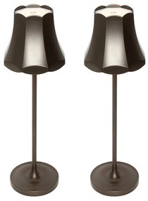 LED Conjunto de 2 candeeiros de mesa retro bronze escuro recarregáveis IP44 - Granny Retro