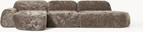 Sofá de canto modular em teddy-bouclé com chaise longue Wolke (4 lugares)