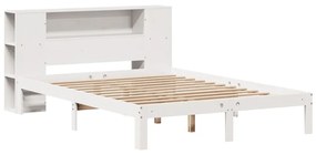 Cama com estante sem colchão 120x190 cm pinho maciço branco