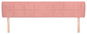 Cabeceira de cama c/ abas veludo 203x23x78/88 cm rosa