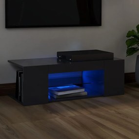vidaXL Móvel de TV com luzes LED 90x39x30 cm cinzento