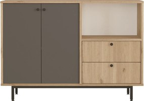 Aparador de cozinha "Toledo" - Carvalho e Antracite - 120x85x35.5cm -