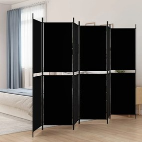 vidaXL Divisória de quarto com 6 painéis 300x200 cm tecido preto