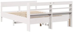 Cama sem colchão 120x200 cm madeira de pinho maciça branco