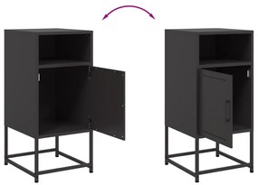 Mesas de cabeceira 2 pcs 36x39x78 cm aço preto