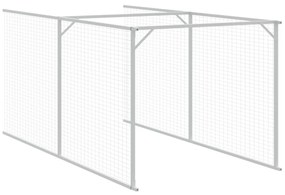 Casota cães c/ parque 110x405x110 cm aço galvaniz. cinza-claro