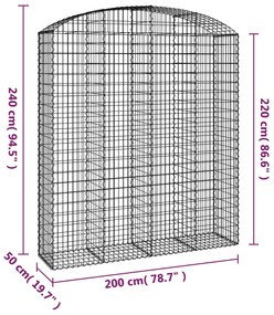 Cesto gabião arqueado 200x50x220/240 cm ferro galvanizado