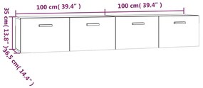 Armários parede 2pcs 100x36,5x35 cm derivados madeira castanho