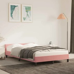 vidaXL Estrutura cama c/ cabeceira sem colchão 120x200 cm veludo rosa