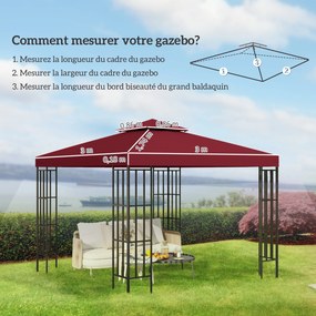 Teto de substituição para tenda de jardim 3 x 3 m (ESTRUTURA NÃO INCLUIDA) vermelha