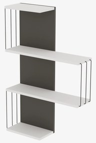 Estante de Parede Cambel – Branco e Antracite – 64x96x19 cm