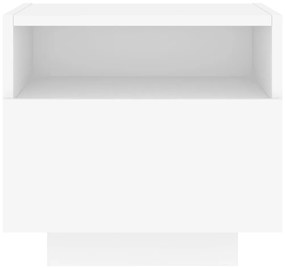 Mesa de cabeceira com luzes LED 40x39x37 cm branco