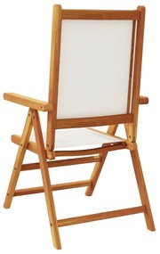 Cadeiras jardim reclin. 4 pcs tecido/madeira maciça branco nata
