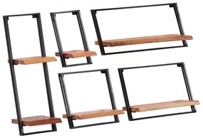 Prateleiras parede 5 pcs madeira de acácia maciça