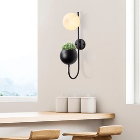Candeeiro de Parede Pot – Preto e Creme – 15 x 23 x 61 cm