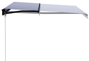 Toldo retrátil manual com LED 300x250 cm azul e branco