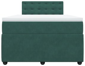 Cama boxspring com colchão 120x190 cm veludo verde-escuro