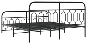 Estrutura de cama com cabeceira e pés 193x203 cm metal preto