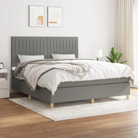 vidaXL Cama com molas/colchão 160x200 cm tecido cinzento-escuro