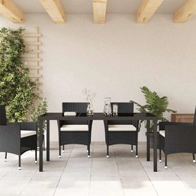 Mesa de Jardim Preta 160x80x73 cm Vidro Temperado