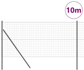 Cerca Euro da com 7 postes, 1x10 m em aço galvanizado cinza
