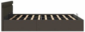 Cama hidráulica c/ arrumação LED 160x200cm tecido cinza-escuro