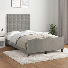 vidaXL Estrutura de cama sem colchão 120x200 cm veludo cinzento-claro