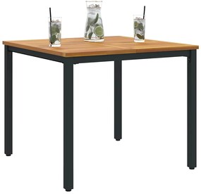 Mesa de Jardim 90 x 90 x 75 cm em Madeira Maciça de Acácia e Metal