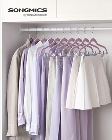 Conjunto 30 Cabides de veludo com clipes ajustáveis lilás lavanda