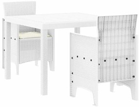Conjunto de Jantar para Jardim 3 pcs Branco 100 x 100 x 73 cm