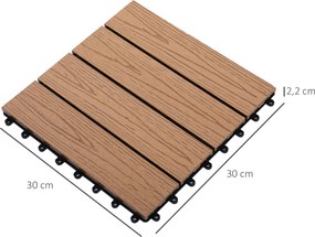 Ladrilhos para terraço - grelha - Conjunto de 11 unidades, Área máx. 1 m² - encaixáveis, Instalação muito simples, dim. 30 x 30 cm