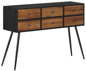 Mesa consola com gavetas 116x30x76 cm teca recuperada maciça
