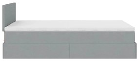Cama otomana com colchão 120x200 cm tecido cinzento claro