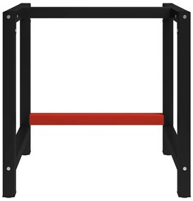 Estrutura banco de trabalho 80x57x79 cm metal preto e vermelho