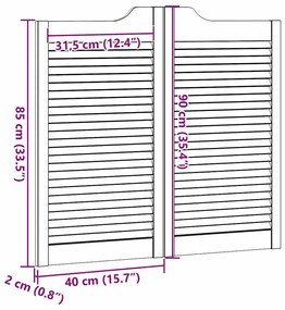 Portas de batente design de persiana 2-Par 90x80 cm branco