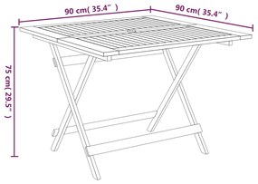 Mesa de jardim dobrável 90x90x75 cm madeira de acácia maciça