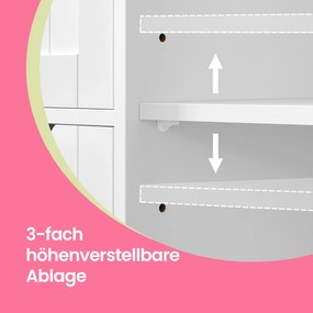 Armário de casa de banho com 4 gavetas 30 x 55 x 82 cm Branco