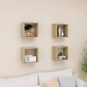 Prateleiras de parede em forma de cubo 4 pcs 26x15x26 cm sonoma